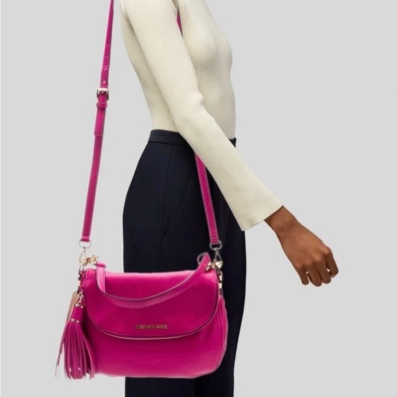 MICHAEL KORS BEDFORD TASSEL FUSCHIA PEBBLE LEATHER FLAP SHOULDER BAG CROSSBODY - Picture 16 of 16